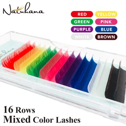 Lashes 16 Rows Red Yellow Green Pink Purple Blue White Brown Mix Color Eyelash Extension Premium Individual Mink Makeup