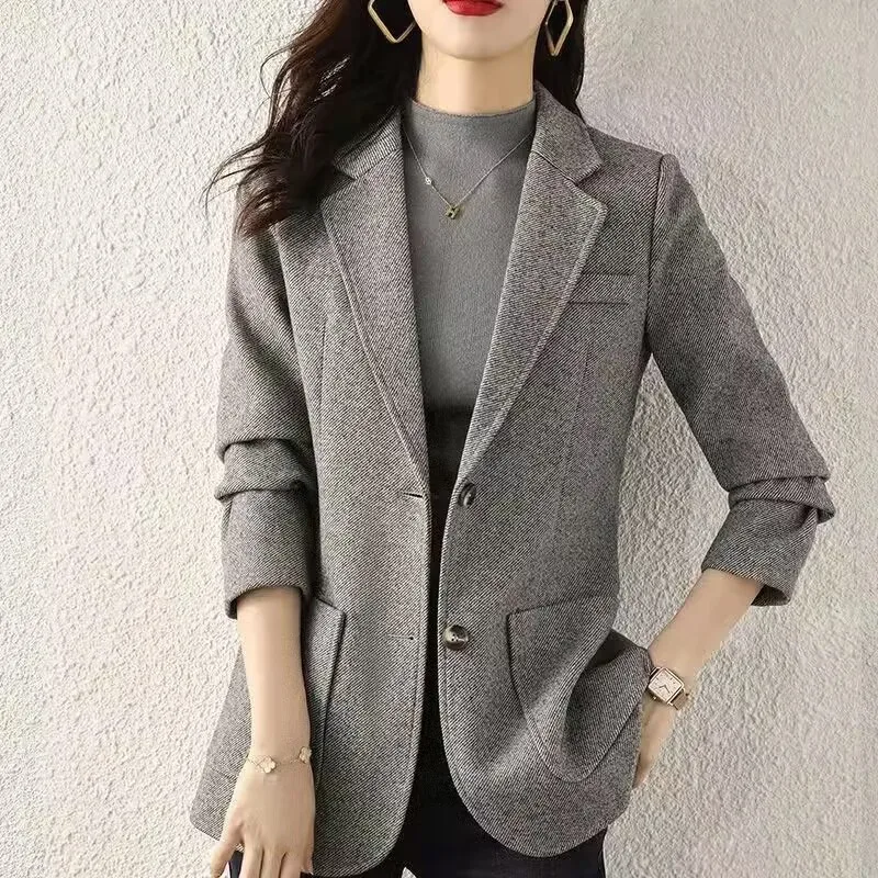 Solid Suit Jacket Women's Casual Elegance Korean Style Spring Autumn Elegant Slim New Fashion Leisure Style Women Top