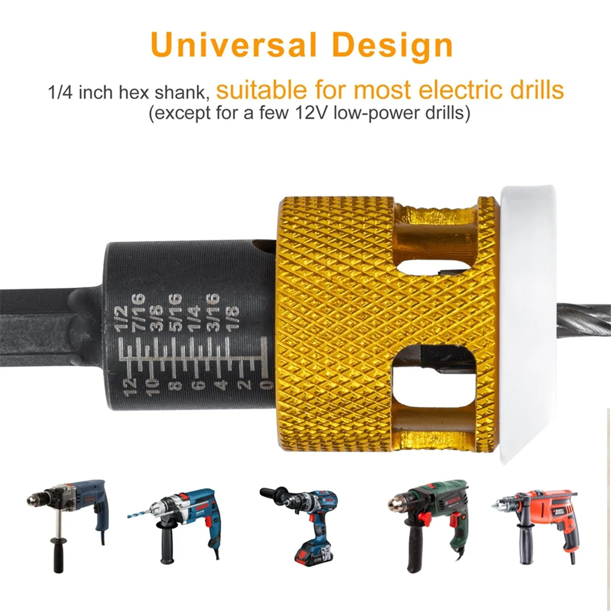 T88C 5 個の皿穴ドリルビットセット、低摩擦深さストップ付き、10 個の交換用 HSS ドリルビット付き、調整可能な深さストップ