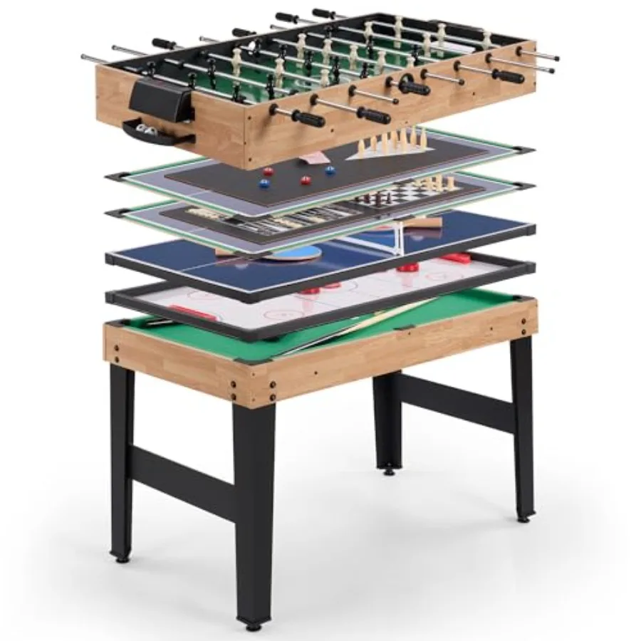 

Стол для настольного футбола 10-в-1, комбинированный игровой стол 48 дюймов, стол для пинг-понга, стол для воздушного хоккея, стол для бассейна, футбол, настольный футбол, все в одном, с аксессуарами