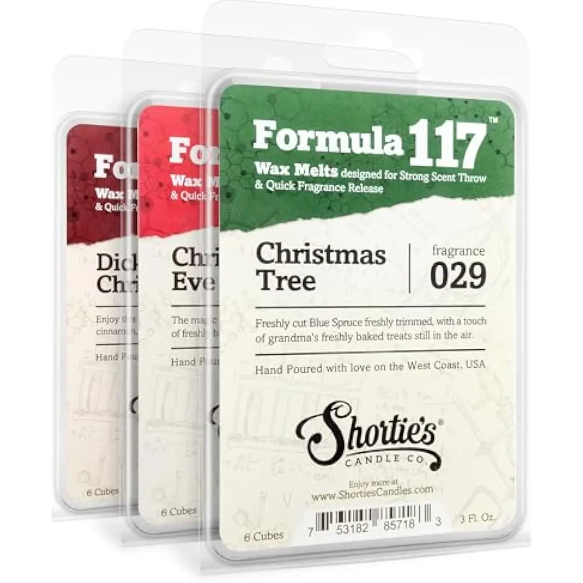 Christmas Premium Wax Melts Variety 3 Pack - 9 Oz., Strong & Long Lasting, Non-Toxic - Made with Essential & Natural Oils - Form