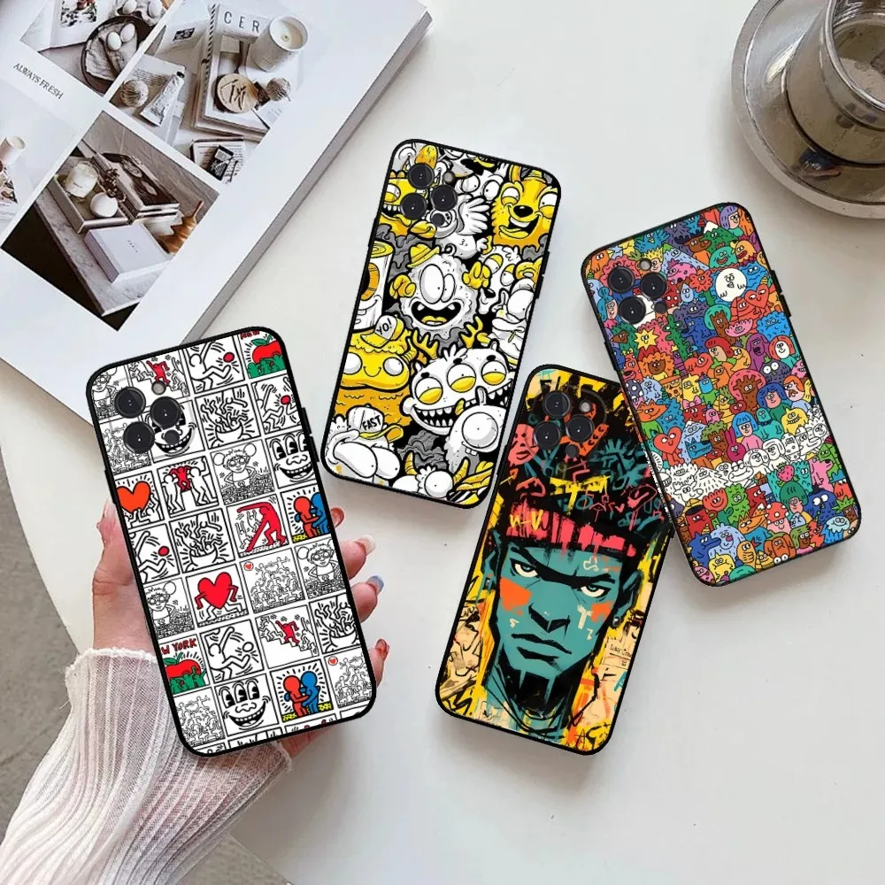 Graffiti Phone Case for IPhone 15,14,13,12,11 Pro Max Mini 8,7 Plus SE2 X XR XS MAX Silcone Soft Covers