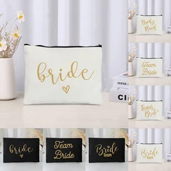 Bolsa de maquillaje con estampado de Bride Team para mujer, neceser femenino, estuche de cosméticos, almacenamiento, paquete de lavado, organizador de viaje
