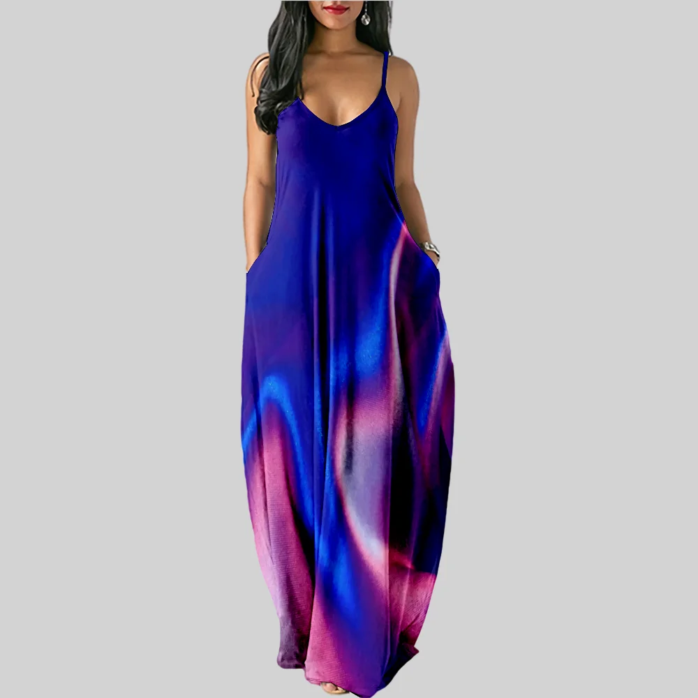 SOJINM Kleid Für Frauen Halter Neck Sommer Drucken Bunte Ärmel Midi Backless Partei Sexy Kleider Strand Casual Streetwear