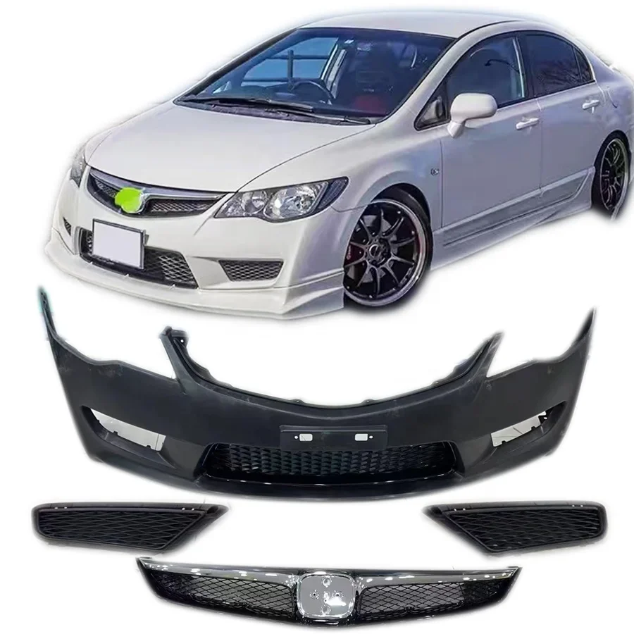 

Автомобильный бампер для Honda Civic 2006-2012 гг., обновленный передний бампер автомобиля, версия FD2 для Honda Civic 2008 и 2010, комплект кузова, материал PP