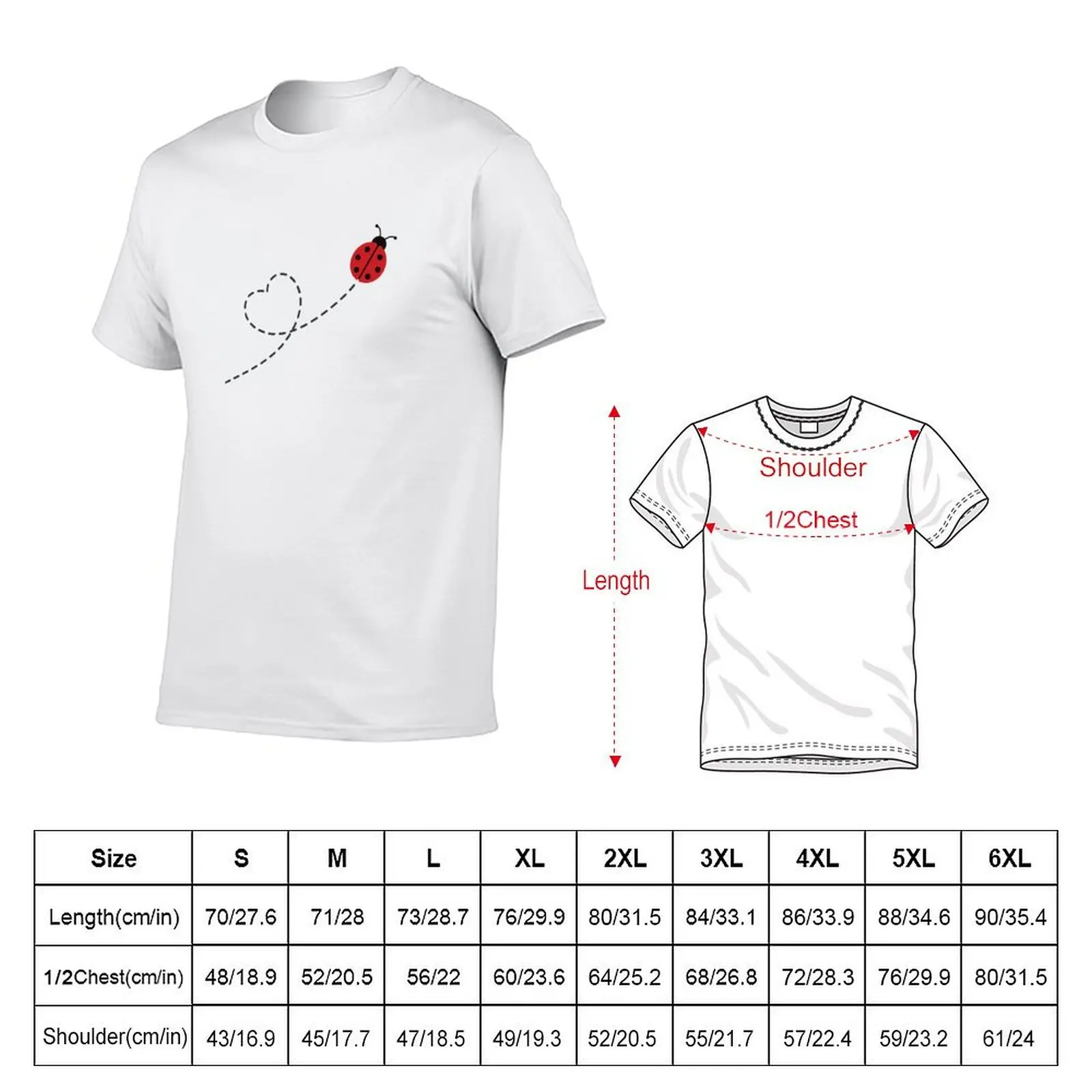 Lady Bug Heart Ladybug T-Shirt Fitness Quick Dry Short Sleeve Top