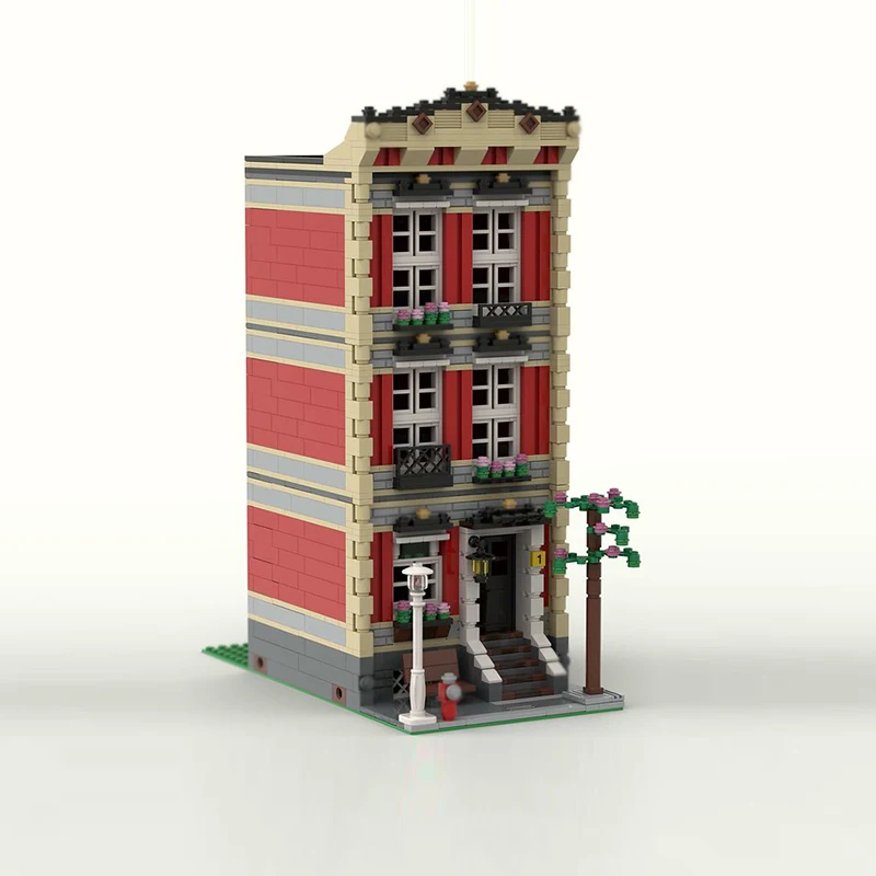 Cidade rua vista modelo moc tijolos de construção cidade residencial tecnologia modular presentes feriado montar crianças brinquedos terno