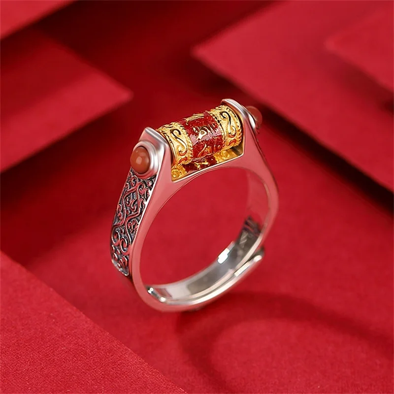 Ethnischer Stil geprägter verheißungsvoller Wolkenring, weiblicher Schmuck, Segen, sechs Charaktere, toller heller Mantra-Perlenring, Geschenk für Frauen