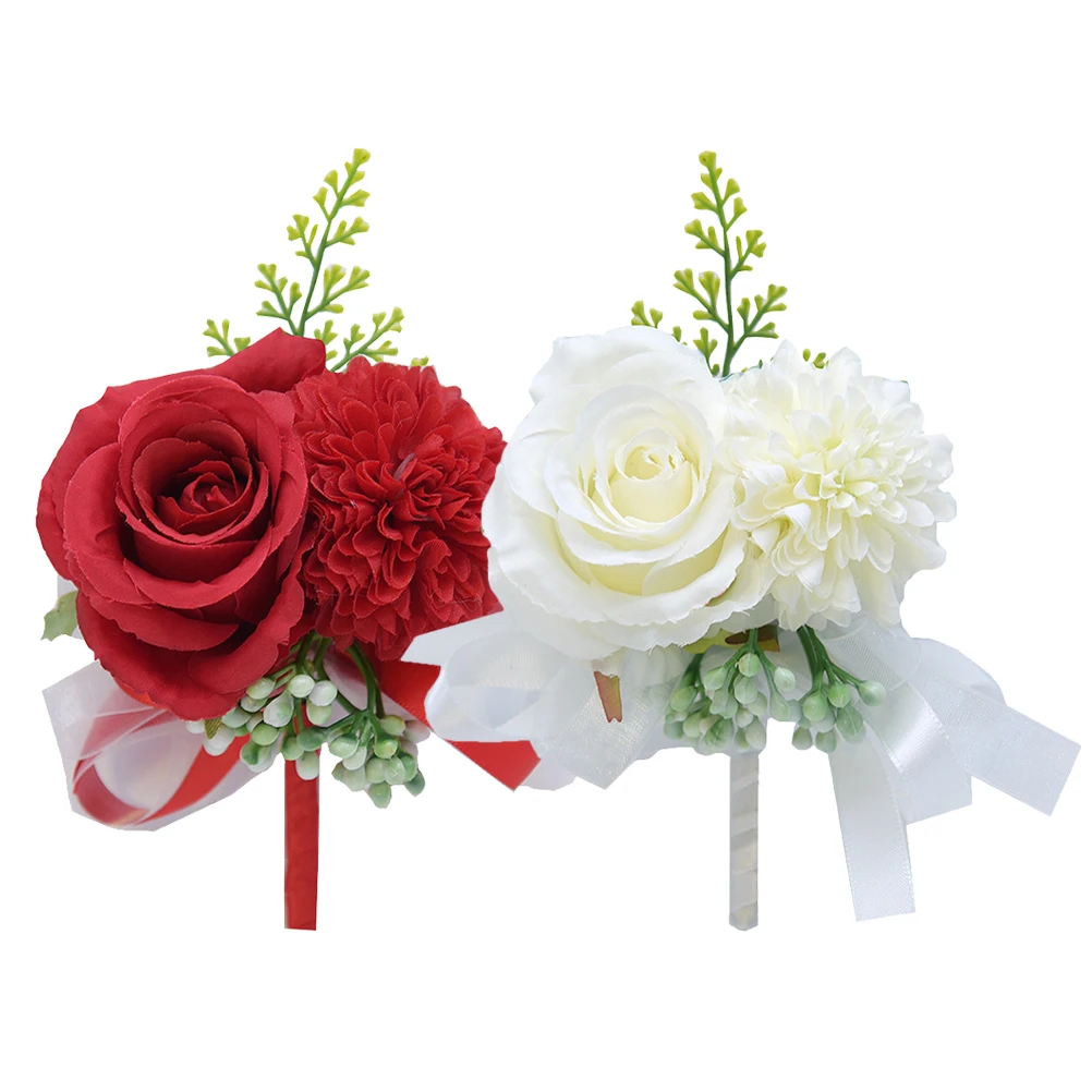 

Artificial Flower Corsage Bridal Brooch Elegant Wedding Boutonniere Groom Breastpins Bride Clothes PinBride Flower Brooch Bridal