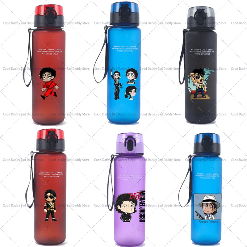 Cartoon Figure Michael Jackson Print Waterbottle The King of Pop MJ Water Cups 80S Superstars Cups Portable Sport Gym Fans Gift