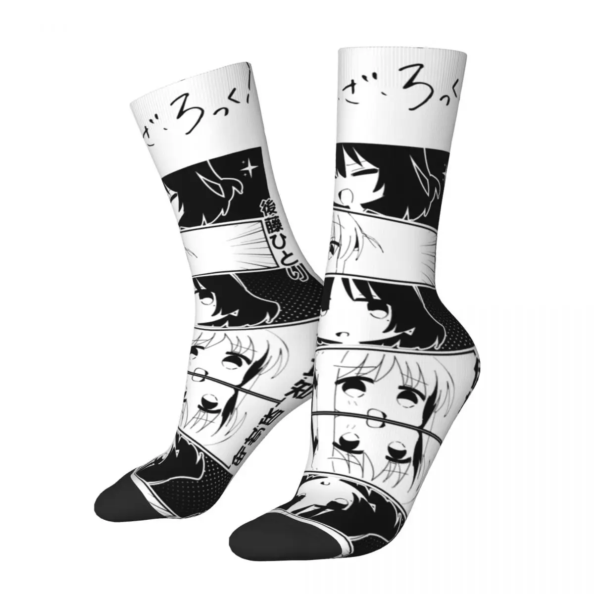 

Retro Bocchi The Rock! Football Socks Anime Manga Polyester Long Socks for Unisex Sweat Absorbing