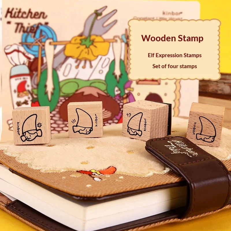 Kinbor Kitchen Elf A6 Journal Set with Planner Pad Stickers Wooden Stamp Cheese Sticky Notes Daily Organization Plan Choice Gift