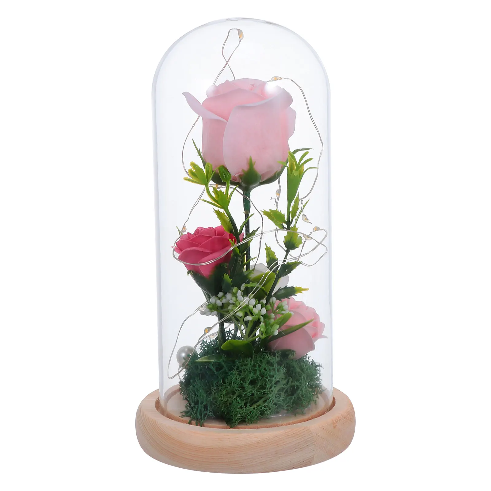 

1Pcs Artificial Rose Lamp Romantic Night Light with Glass Cover for Party Rose Lamp Dating Night Valentine's Day Light