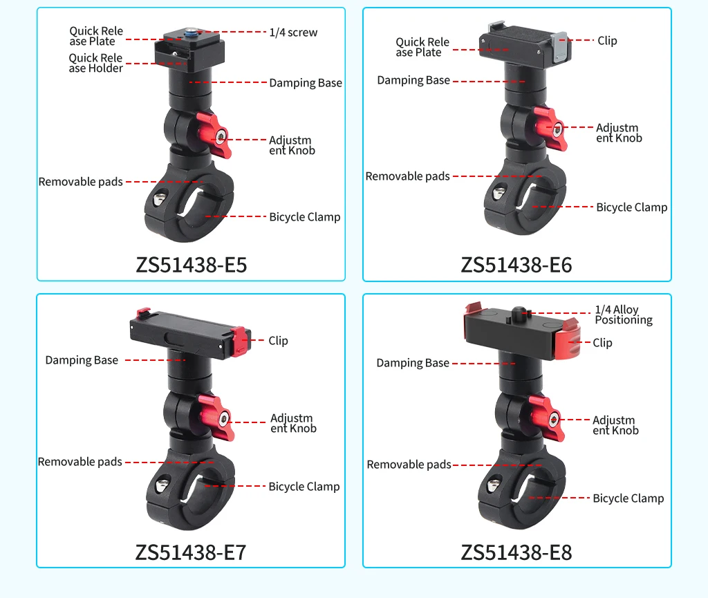 Motorrad Fahrrad Lenker Quick Release Clamp Halterung für GoPro 13 12 11 OSMO 360 Action 5Pro Insta360 GO 3S Stand Licht Halter – Detail 13
