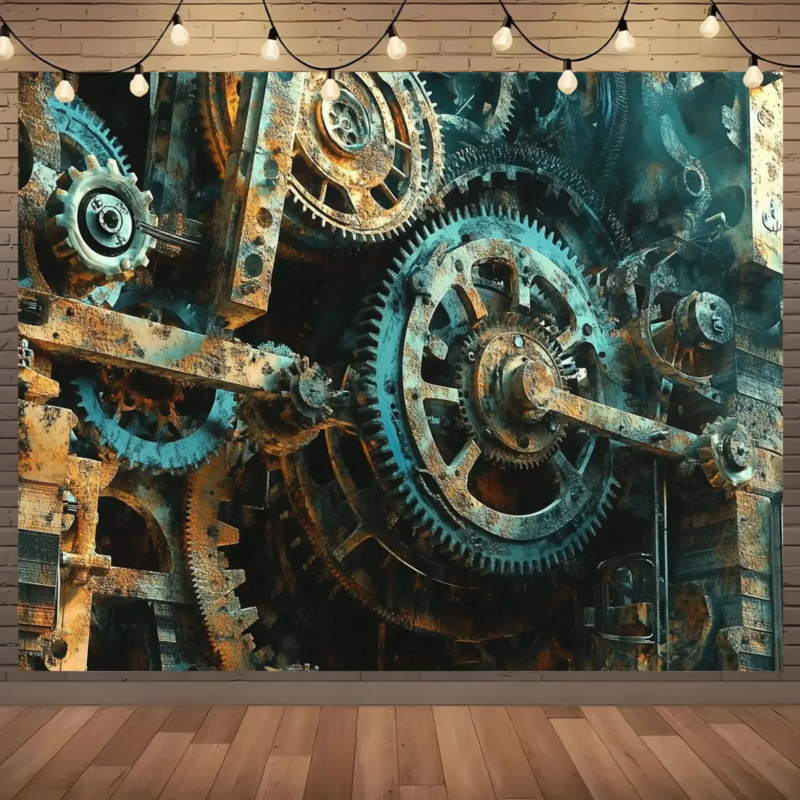 Steampunk Gears Tapestry Wall Hanging Industrial Clockwork Decor Mechanical Aesthetic Art Print for Loft Room Decoration Vintage