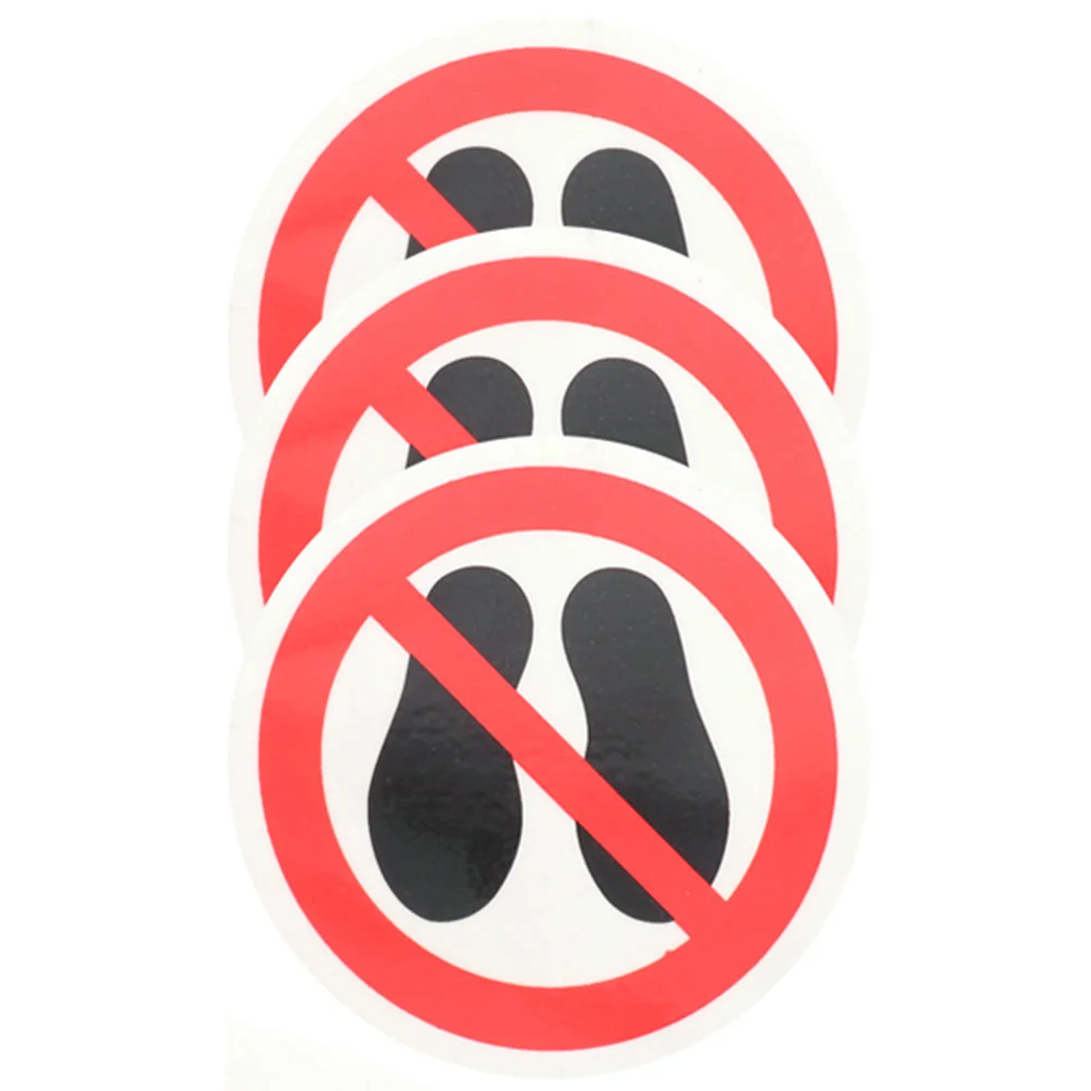 3 Pcs Do Not Step on Stickers Logo Here Warning Sign Safety The Round Pet Pp Decals