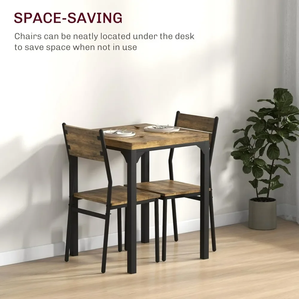 

Dining Room Set for Breakfast Nook Dining Table Set for 2, Modern Kitchen Table and Chairs, Small Space, Apartment