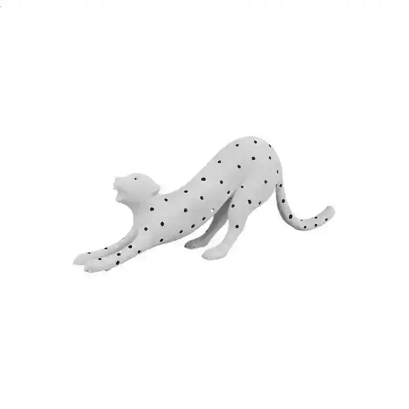 Simple and Creative White Polka Dot Leopard Animal Ornament Artwork, Home Desktop Soft Decoration 37*9*15cm