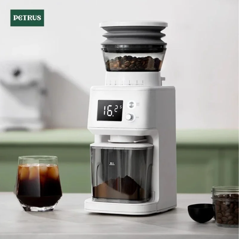 Petrus Electric Coffee Bean Grinder with 51 Precise Settings Stainless Steel Conical Burr Grinder with Digital Timer Display