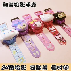 Sanrio Kawaii 3D Projection Digital Watch Cinnamoroll Kuromi Melody Anime Cartoon Led Silica Watchband Kids Fashion Gift