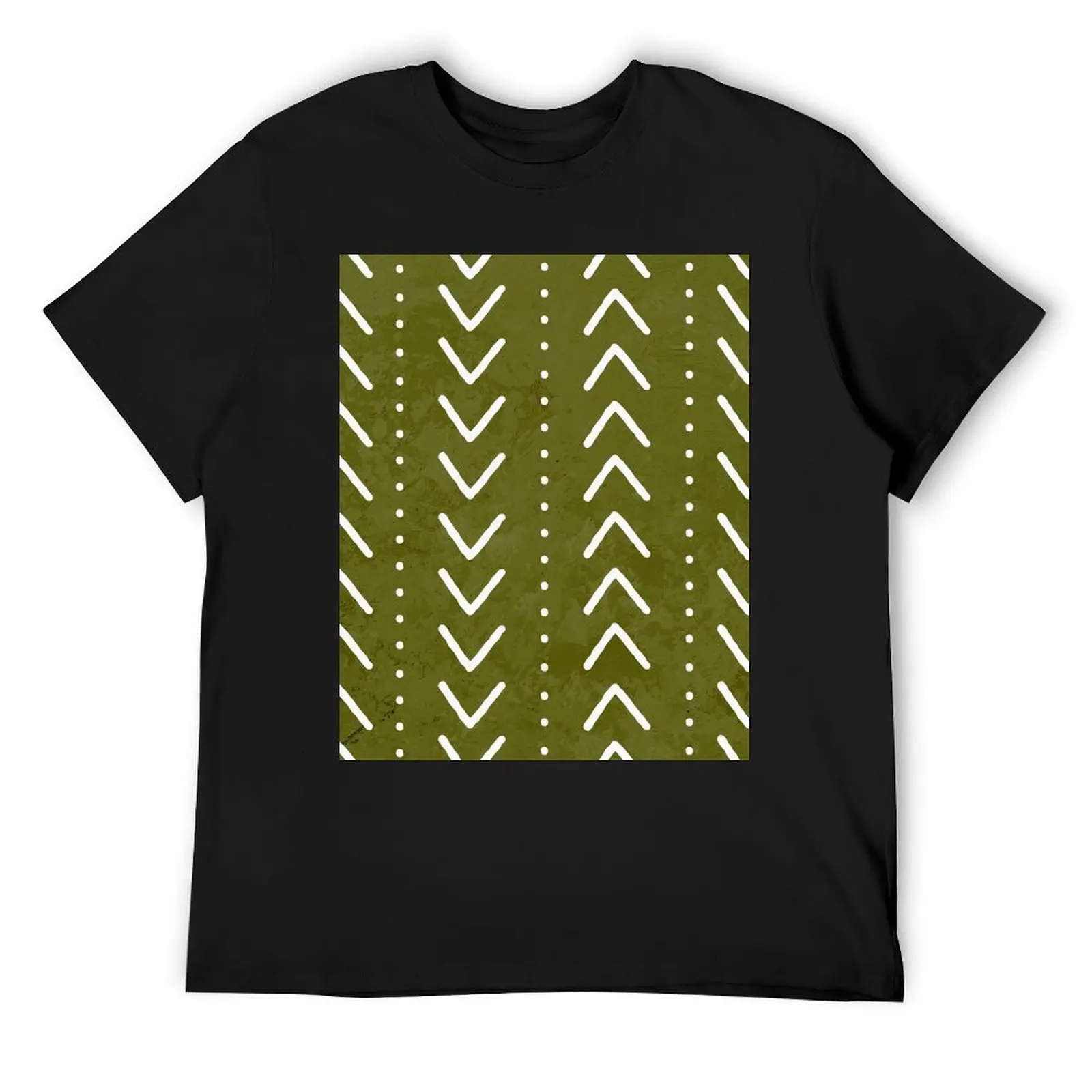 Olive Green Mudcloth Arrows Pattern T-Shirt summer tops anime stuff quick drying anime tshirt plain black t shirts men