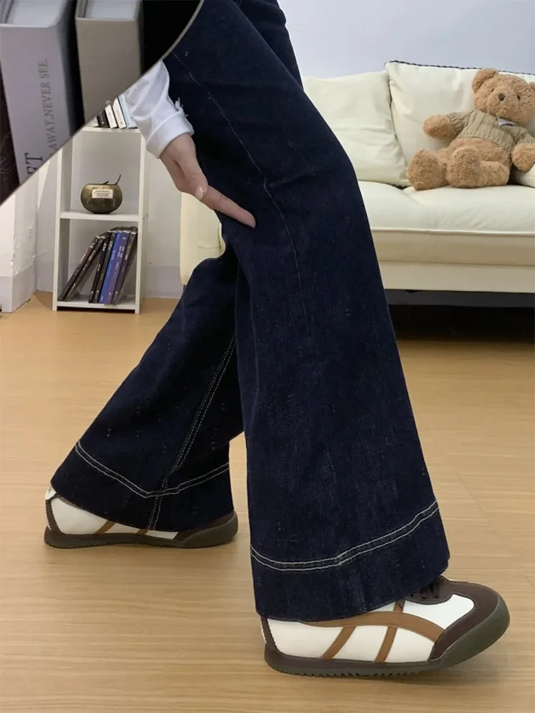 

High Waist Wide Leg Jeans Women's Spring Loose Straight Floor-Length Micro Flared Pants plus Size Slimming Casual Denim