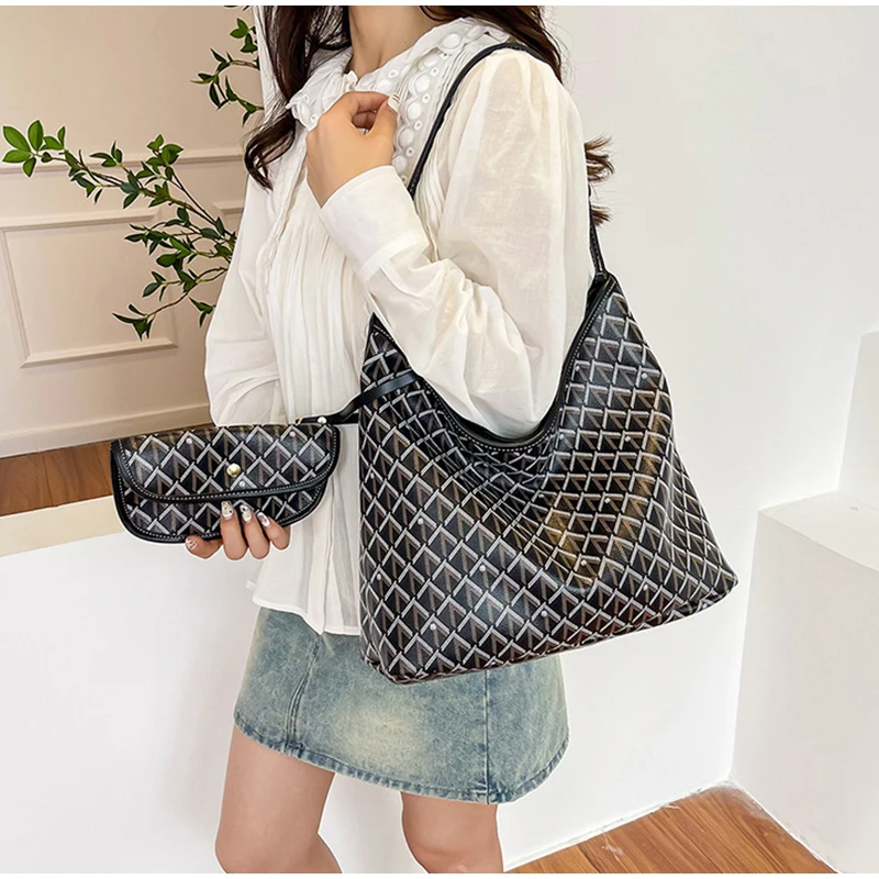 Fashionable Commuting Underarm Bag, 2024 New Women French Printed Shopping Bag, Versatile Texture Single Shoulder Wandering Bag