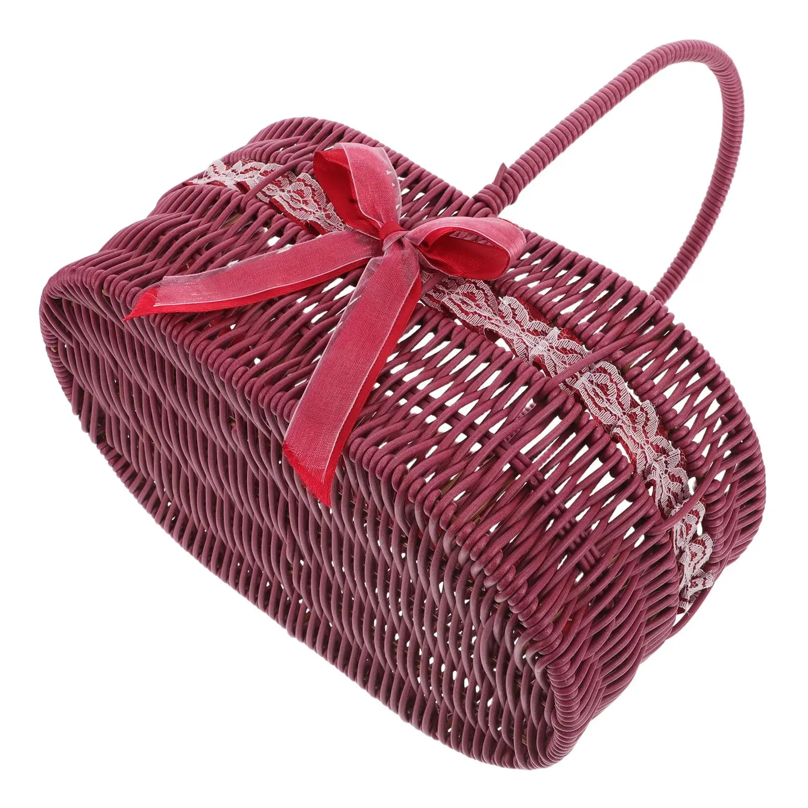 

Handwoven Storage Baskets Lightweight Portable Flower Basket Woven Decorative Picnic Garden Harvest Small Lace