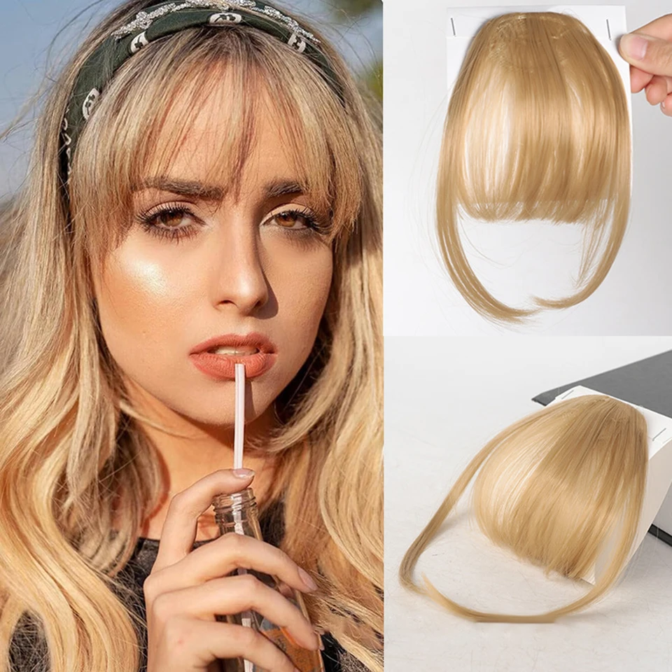 Flequillo sintético de aire para mujer, sin costuras, con clips 3D, extensiones y postizos para mujer 2