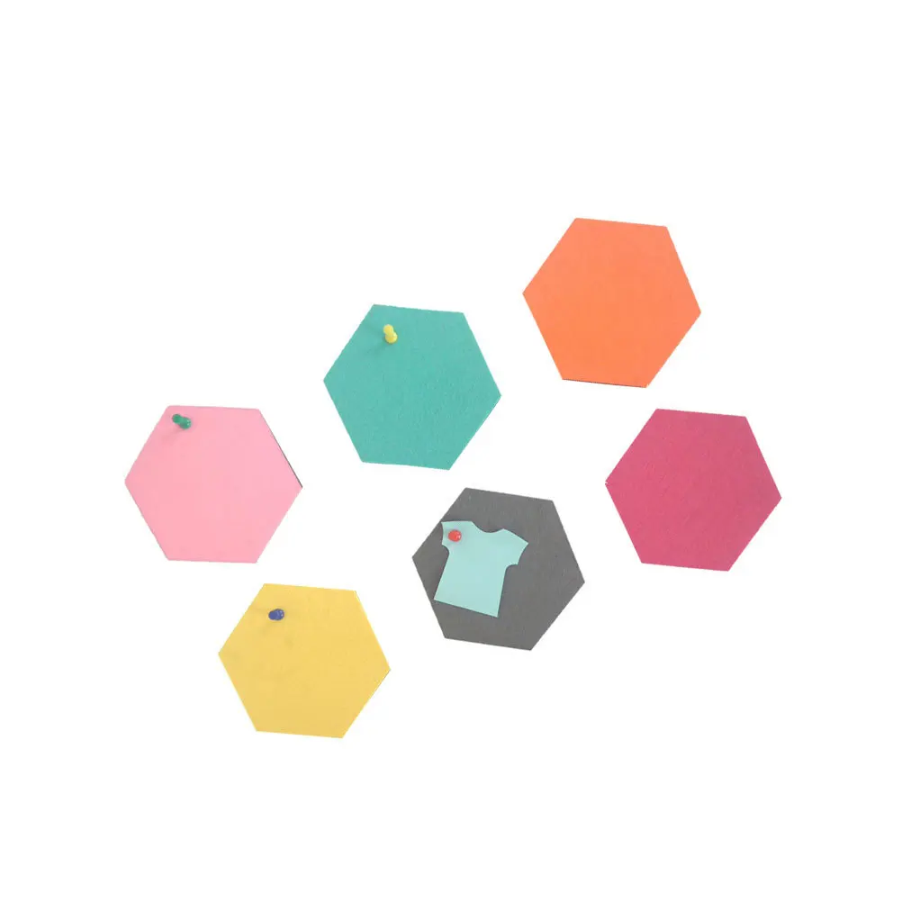 6Pcs Solid Black Hexagon Wall Sticker Easy to Operate DIY Message Board for Home Office Decoration Wall Sticker
