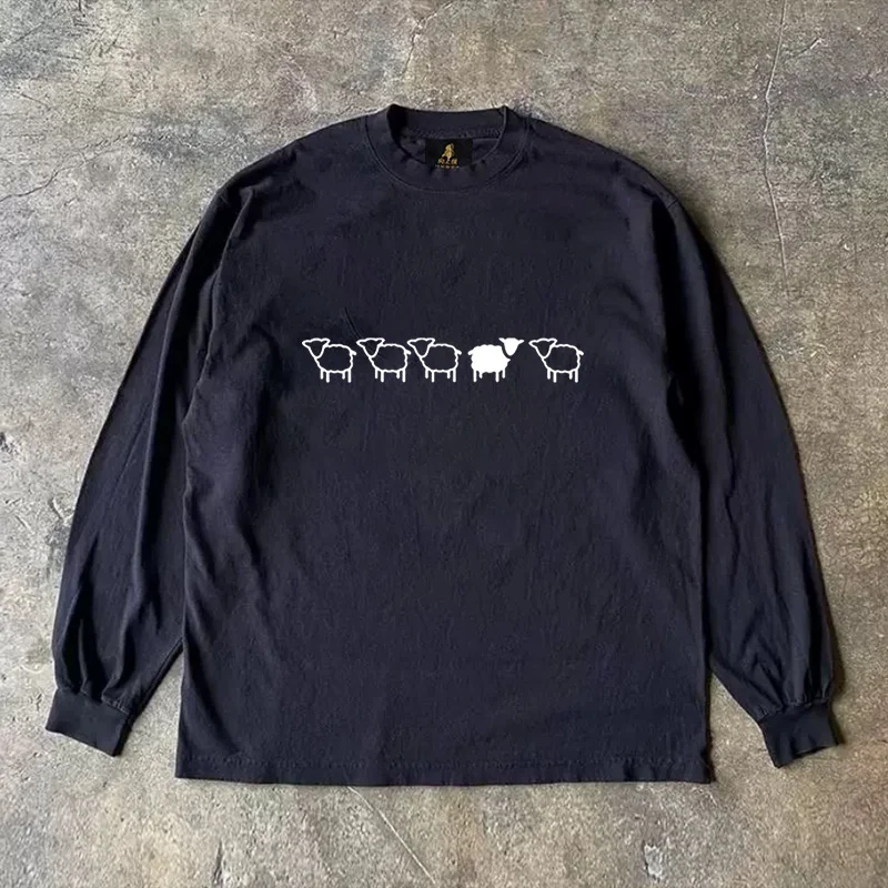 Long Sleeve T-Shirt 310 Pure Cotton Double Thread Women's Style Three Needle Charitable Fundraising Upward Hero American Couple