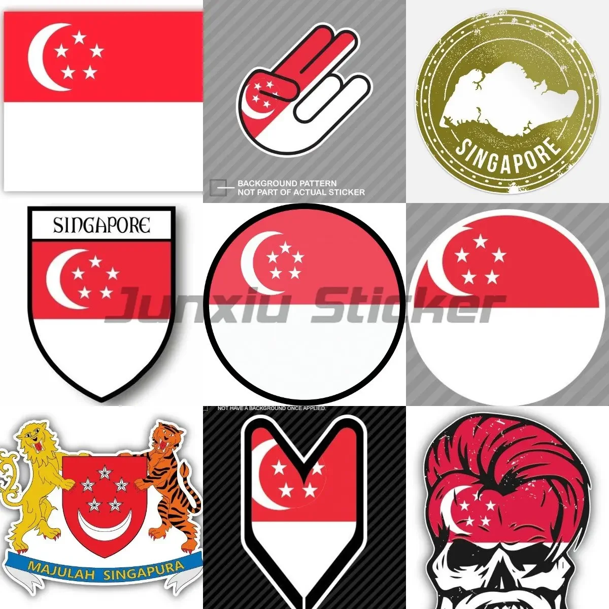 

Funny Car Sticker International Singapore Flag Bike Pvc Waterproof Sunscreen Anti-UV Reflective Decal Car Accessories