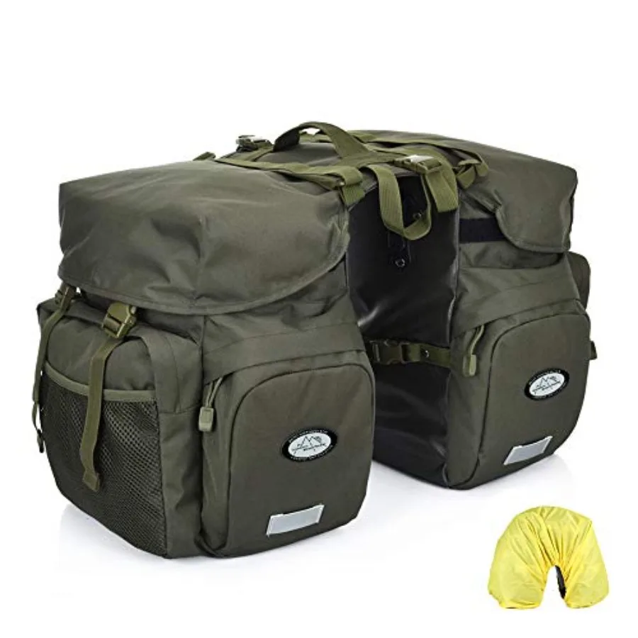 

50L Bike Panniers Waterproof Bicycle Commuting Bag with Rain Cover Rear Seat Bag for Rack Width Under 6.3 Inch Reflective Trim