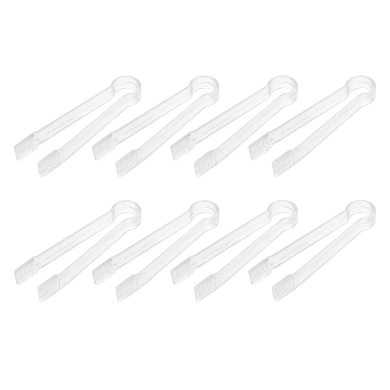 Mini pinzas de plástico para servir Buffet, 8 piezas, utensilio para servir aperitivos, pinzas transparentes para cocina, 6,3 pulgadas, hielo pequeño