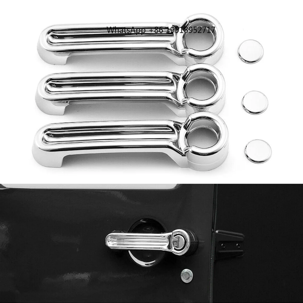 3X Chrome Exterior Door Handle & Tailgate Cover Trim For  Wrangler JK 2007-2014 2015 2016 2017 2Door Model Only 2Dr