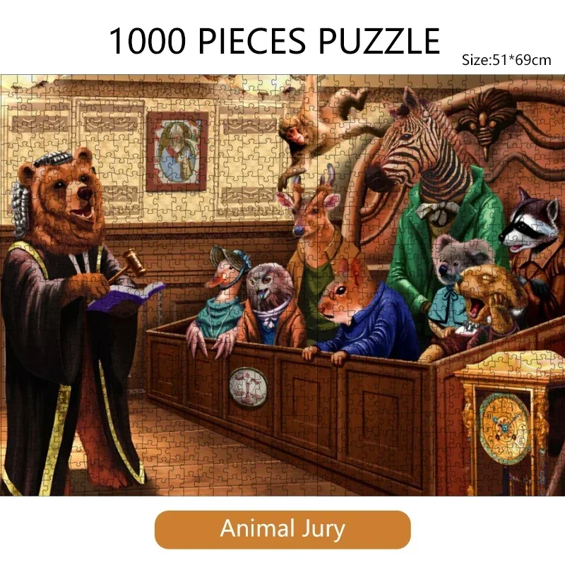 

69*51cm Paper Jigsaw Puzzle 1000 Pieces Animal Jury Painting Educational Entertainment Adult Children Toys Christmas Gift