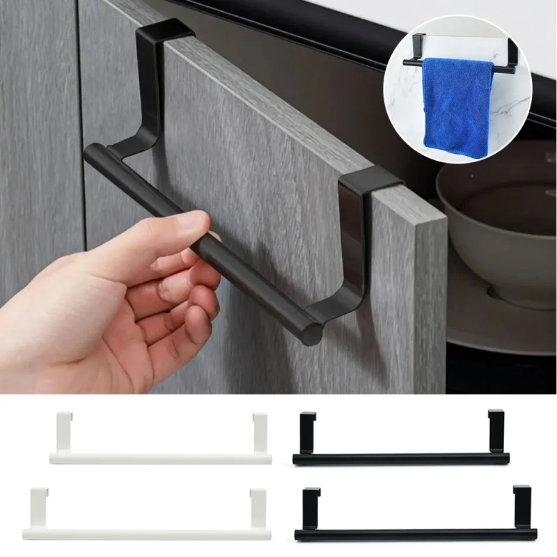 Stainless Steel Towel Rack Bathroom Towel Holder Stand Kitchen Cabinet Door Hanging Organizer Shelf Wall Mounted Towel Bar