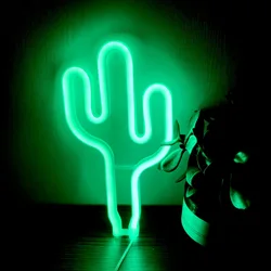 LED Neon Night Light Cacto Modelagem Luzes Quarto Quarto Fundo Decorativo Wall Hanging Neon Sign Ornamentos