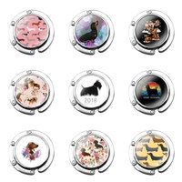 Foldable Purse Hook for Women's  Table Handbag Storage Folding Decor Table Hook Fashion Dachshund Scottish Terrier Dog