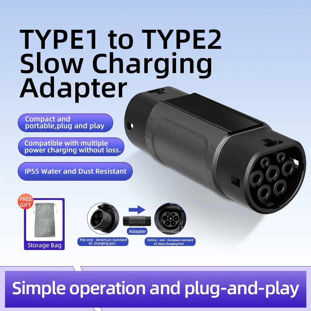 

Адаптер зарядного устройства для электромобилей ROMADA SAE J1772 Type1 to GBT20234/IEC62196 Type2 Tesla NACS Разъем для электромобиля для зарядки 32A 7KW