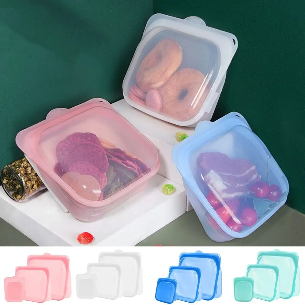 Food-Grade Silicone Food Storage Bag Heat Resistant Airtight Freezer Food Container Fresh-keeping Leakproof