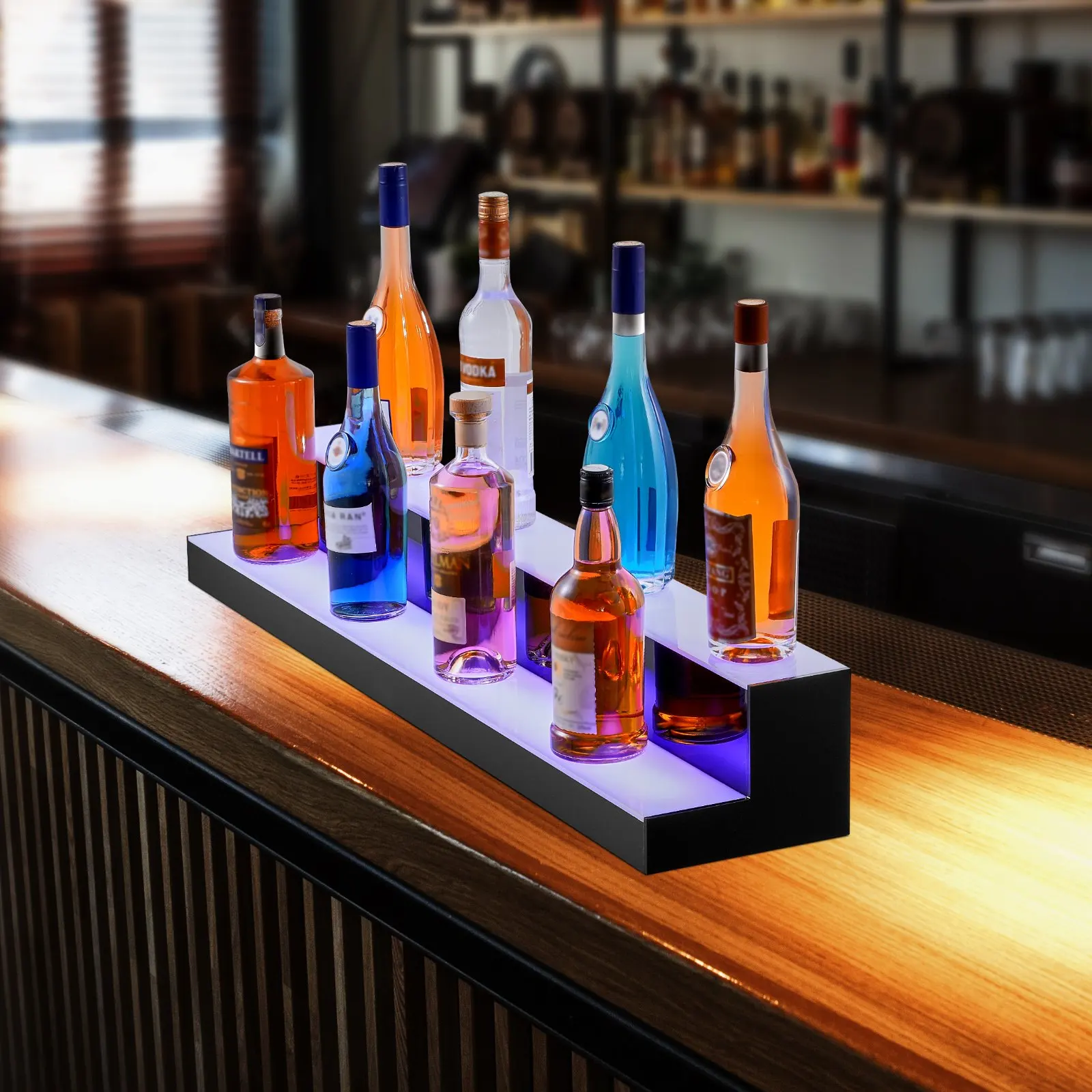 LED Lighted Liquor Bottle Display Bar Shelf RF & App Control 40 2-Step