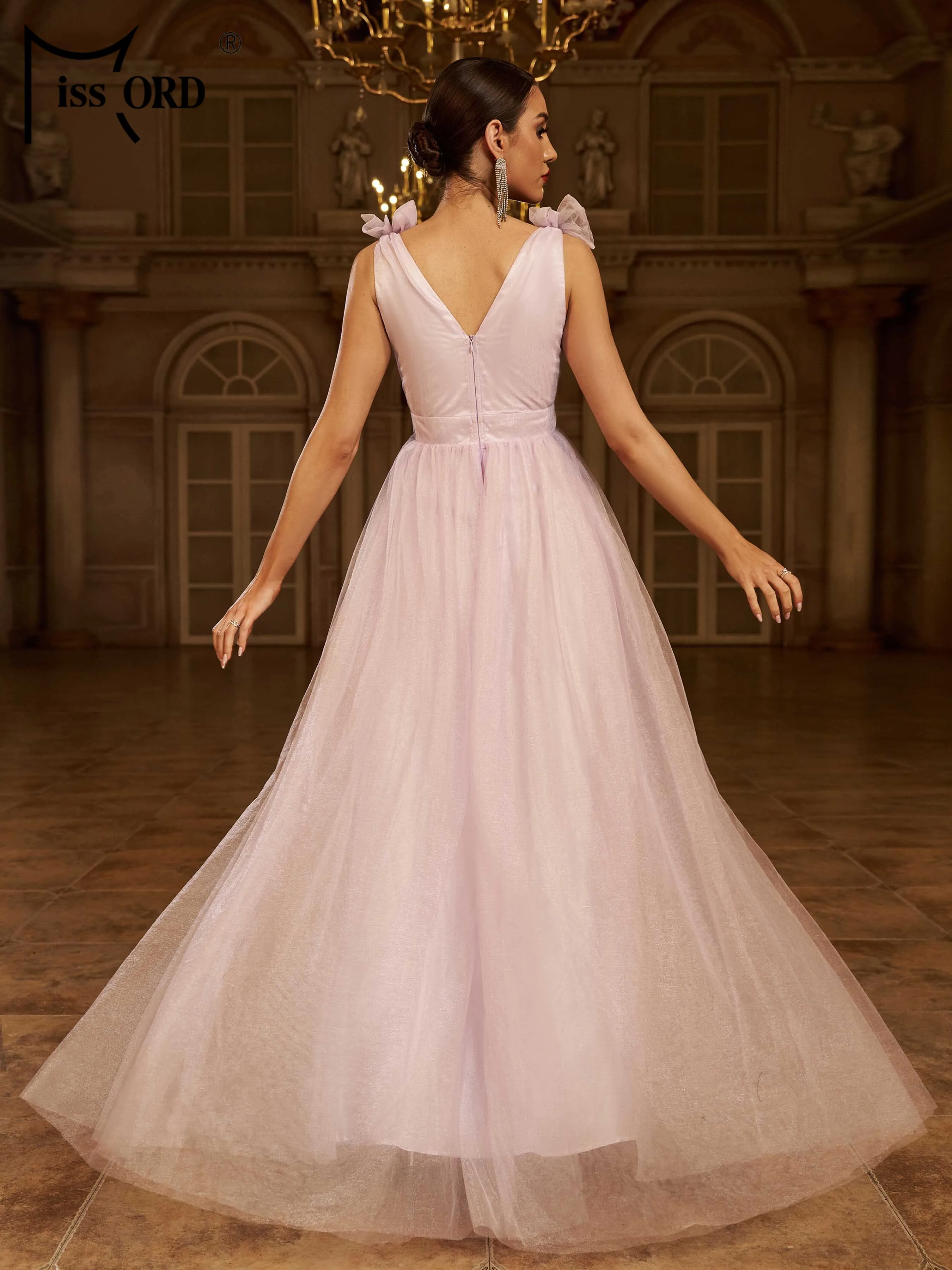 Missord V Neck Chic Elegant Woman A Line Wedding Bridesmaid Evening Gown Wedding Birthday Party Graduation Performance Dresses