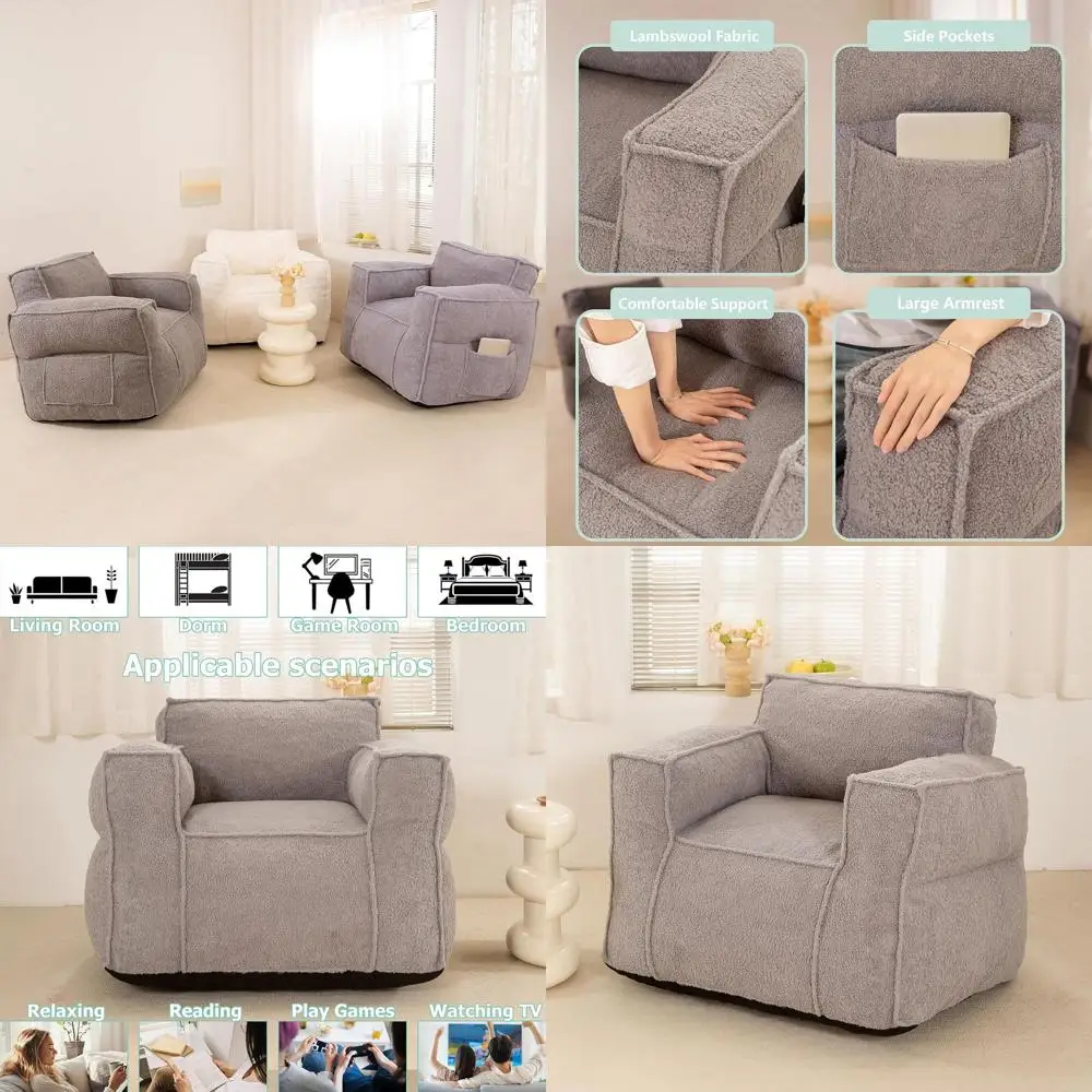 

Кресло-мешок для взрослых — мягкий диван из пены с эффектом памяти, диван для общежития, квартиры, гостиной, спальни — дымчато-серый ленивый диван