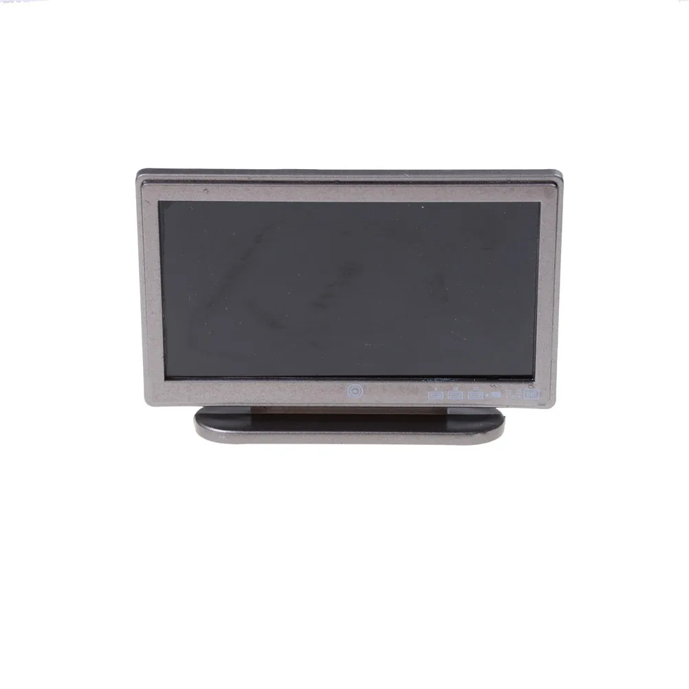 Newest Dollhouse Miniature Wide Screen Television Flat-Panel LCD TV Remote Gray Classic Pretend Play Toys for Child