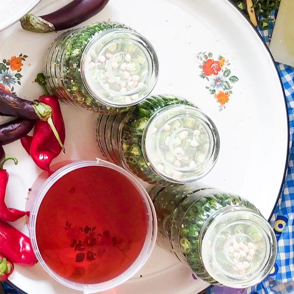 

4Pcs Glass Fermenting Weights Lids for Wide Mouth Jars Sauerkraut Kimchi Healthy Fermentation Kit Glass Weights