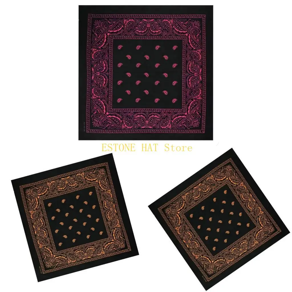 

49MF Цветочный печатный платок для повседневного формального квадратного кармана винтаж Bandanas Hiphop Dance Bandana Outdoor