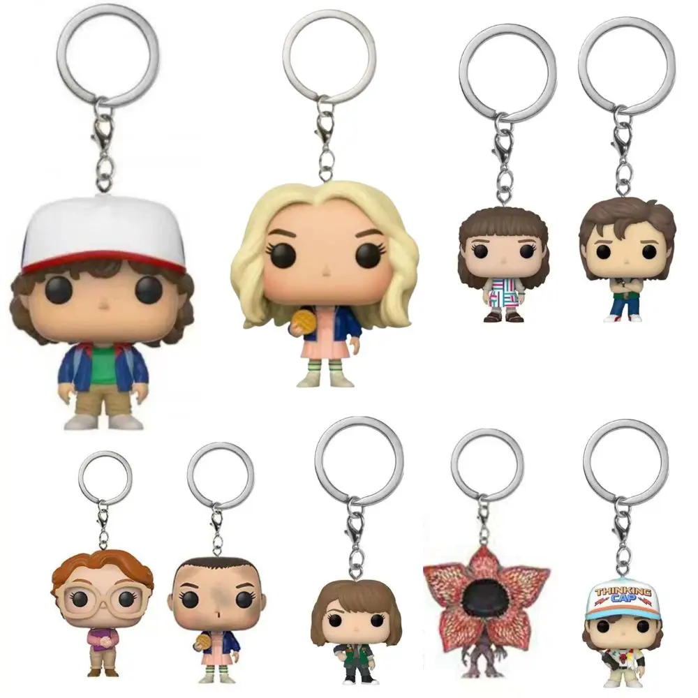 New Arrival  Pocket keychains Stranger Things Keychain Dustin Eleven Freddy Steve Robin Barb Action Figures Toys