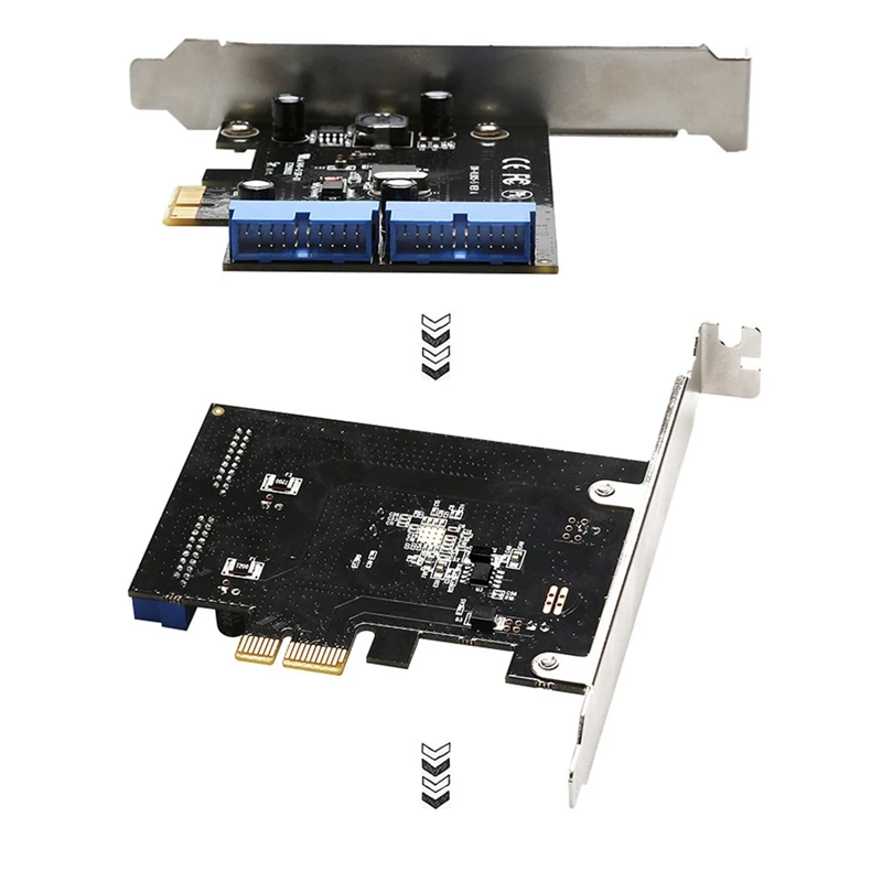 PCI Express USB 3.0 19 Pin Expansion Card PCIE 1X To 2 Ports USB 3 19 Pin Adapter Internal USB3 20Pin Hub Header Easy Install