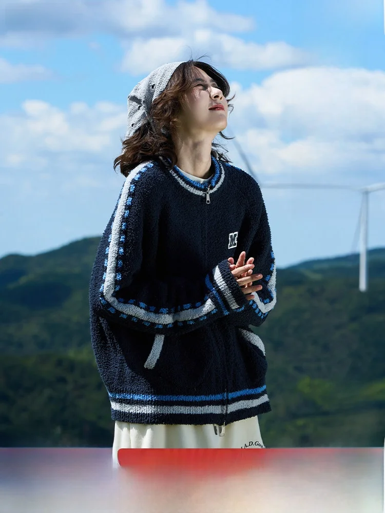 

Куртка-свитер Maood College из полиэфирного волокна, длинная, на молнии, теплая, с буквенным принтом, контрастных цветов, в стиле бейсболки...